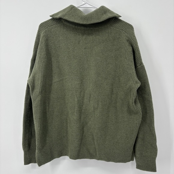 Madewell Glenbrook Half Zip Pullover Sweater Green Merino Wool Size Medium - Picture 2 of 7